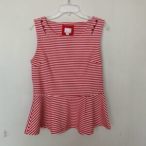 Anthropologie Postmark red striped peplum XS